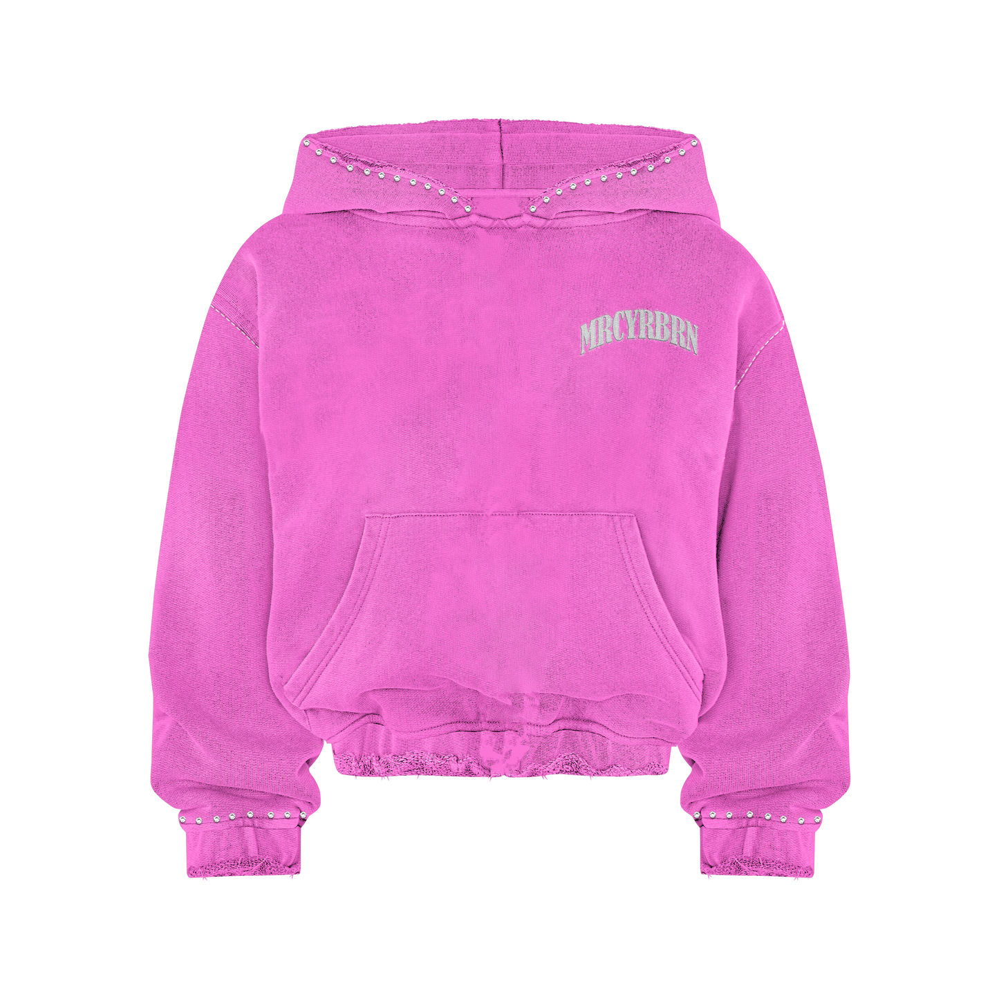 MRCYRBRN RHINESTONE PULLOVER HOODIE PINK