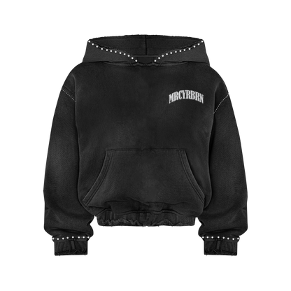 MRCYRBRN RHINESTONE PULLOVER HOODIE BLACK