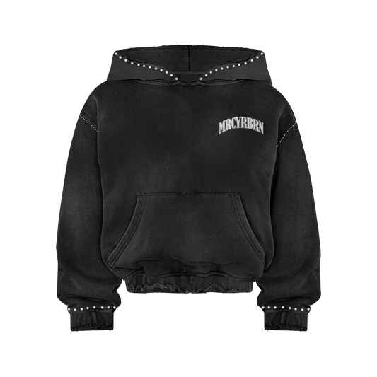 MRCYRBRN RHINESTONE PULLOVER HOODIE BLACK