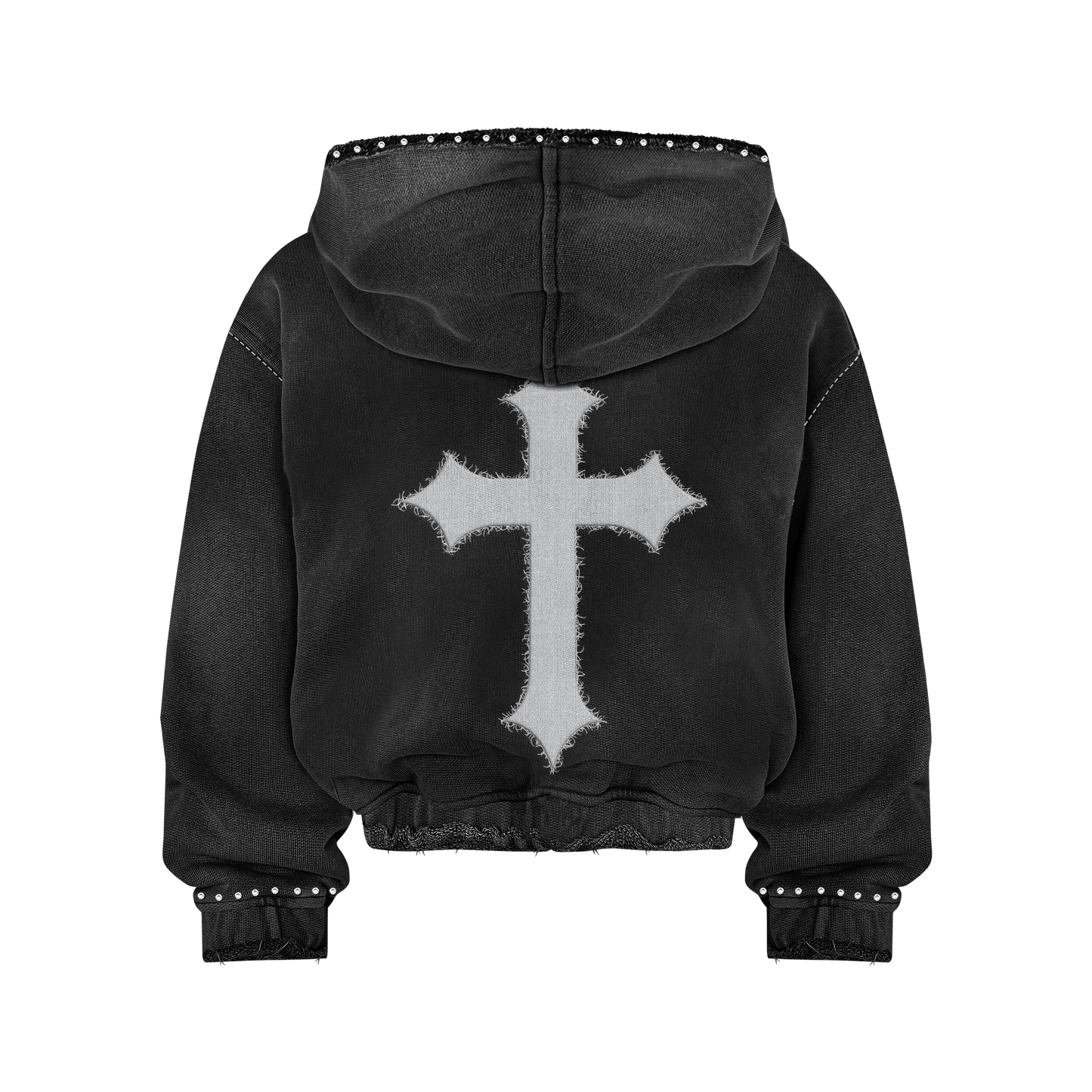 MRCYRBRN RHINESTONE PULLOVER HOODIE BLACK