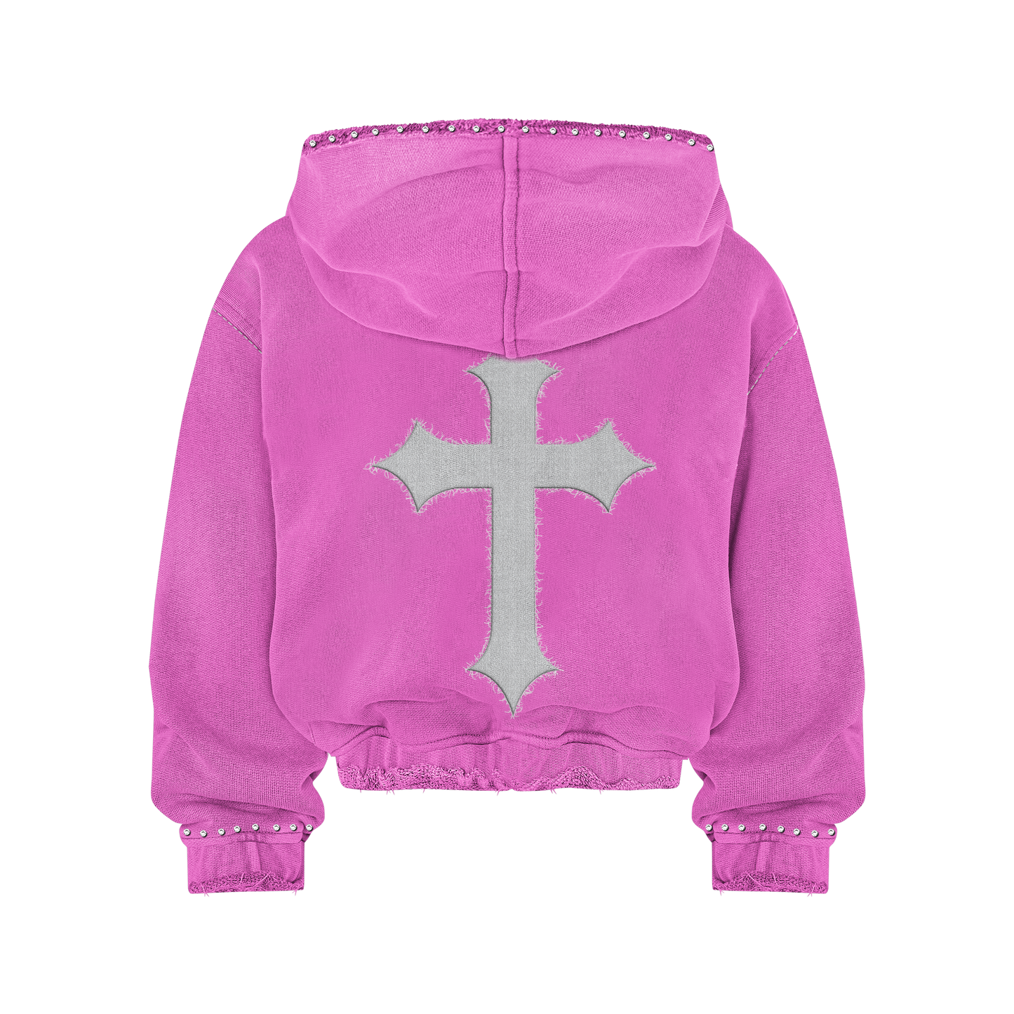 MRCYRBRN RHINESTONE PULLOVER HOODIE PINK